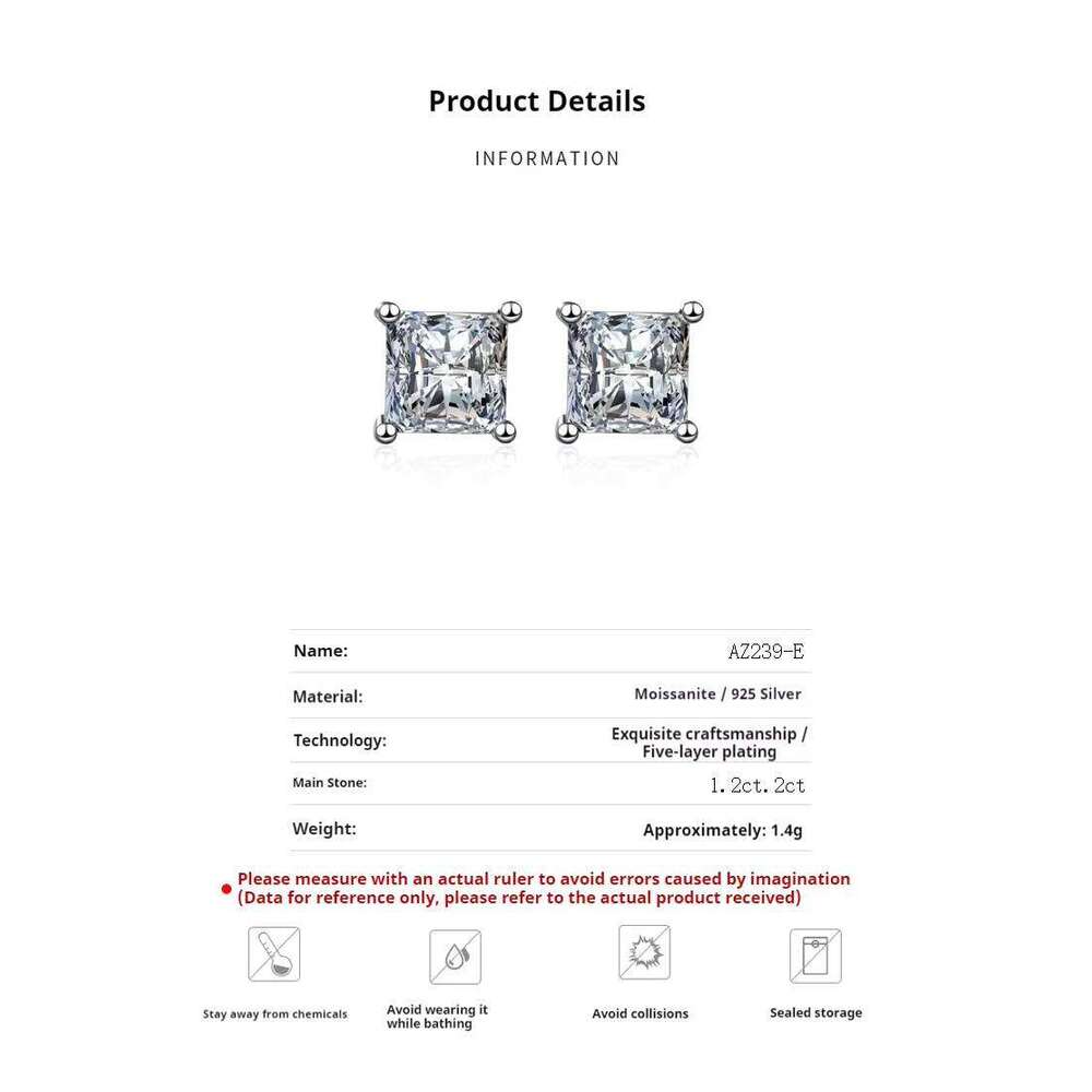 Earrings 925 sterling Silver Elegant luxury jewelry cut white Mosan Diamond Party women wedding stud earrings as Christmas gift AA