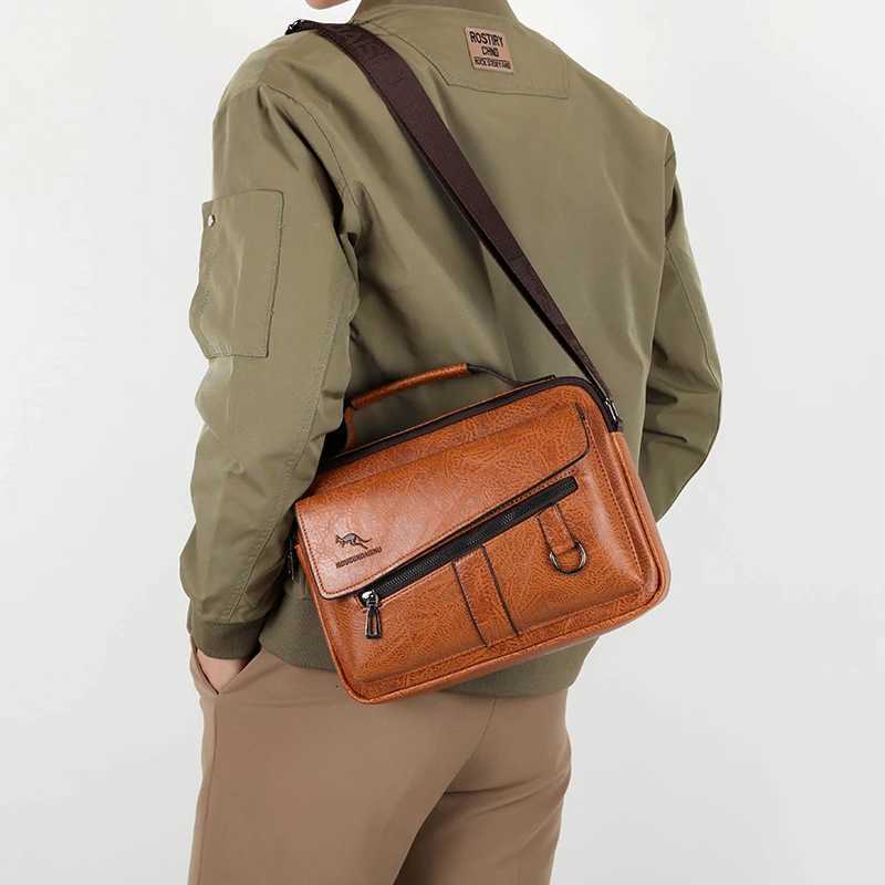 Kangaroo Brand Men Shoder Bag Leather Messenger Bag For Men Off Business Briefcase Small Handbag M Crossbody Side Bags Y251011