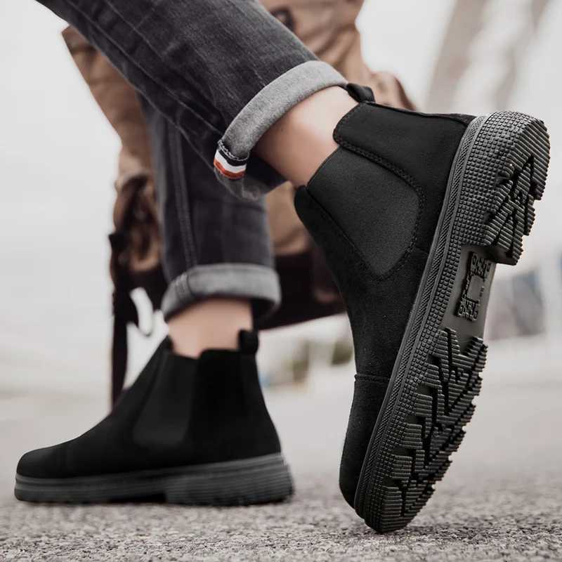 Men Suede Leather Chelsea Boots British Style Outdoor Comortable Non Slip Mens Ankle Boots Botas Zapatos Hombre Chaussure Homme Z251029
