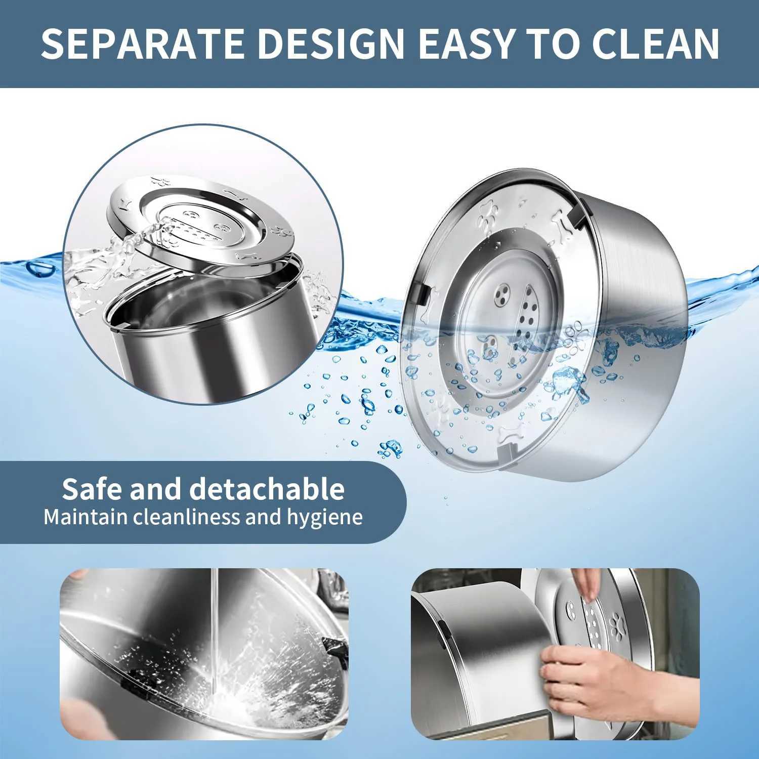 Dog Water Bowl Suspended Stainless Steel Pet Bowl Large Dog Slow Drinking AntiSplash Water Dispenser Floating Bowl 3L101oz J251113