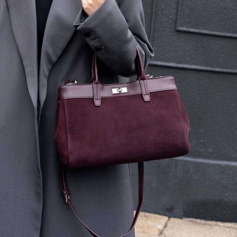 Designer bag 52 Hifashion Retro Suede Genuine Leather Tote Handbags For Women 2025 Designer Top Handle Matte Office Female Shoulder Bags