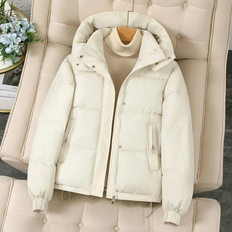 2025 Fashion Short Casual Down Cotton Jacket Women Parkas Hooded Korean Style Winter Cotton Clothing Female Coat Outerwear 251030