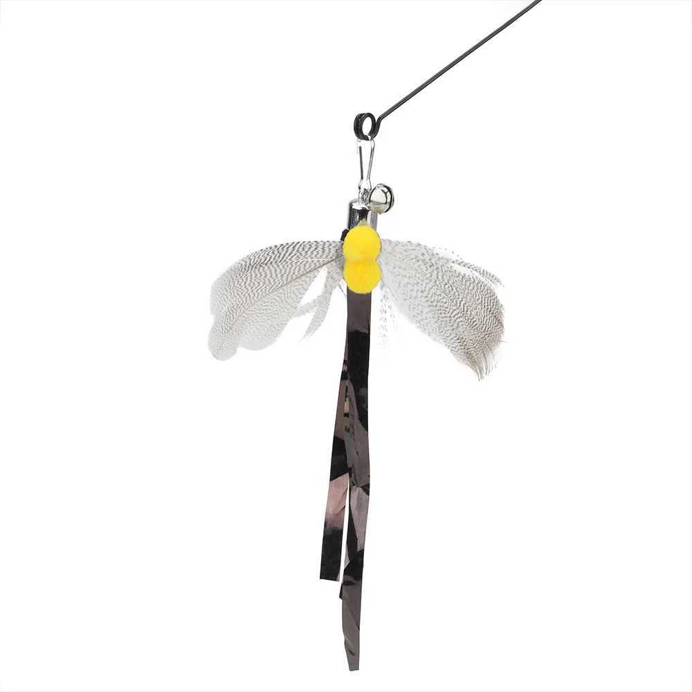 6pcs Mix Simulated Insect Accessories Cat Teaser Stick Feather Replacement Head Interactive Kitten Pet Toy S251029{category}