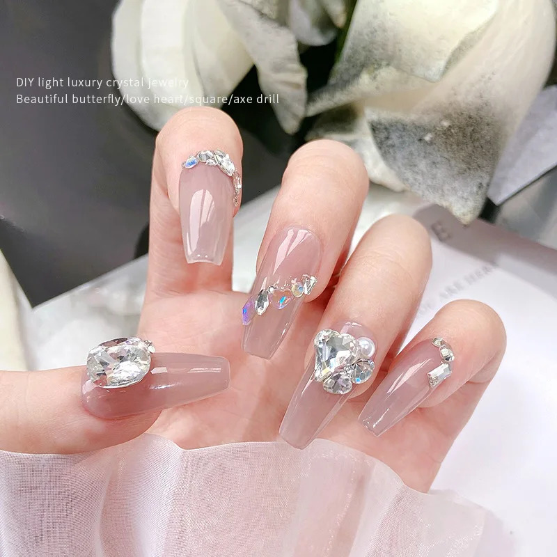 Nail Art Liquids Crystal Pile Diamond Finished Product Super Sparkling Rectangular Right Angle Handmade Pearl Nail Decoration 251027