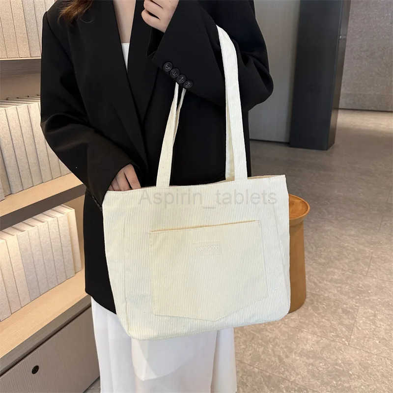 Corduroy Tote Bags for Women Shoulder Bags Fashionable Large Capacity Shopping Bags Purse and Handbags Class Bag for Girl M251030
