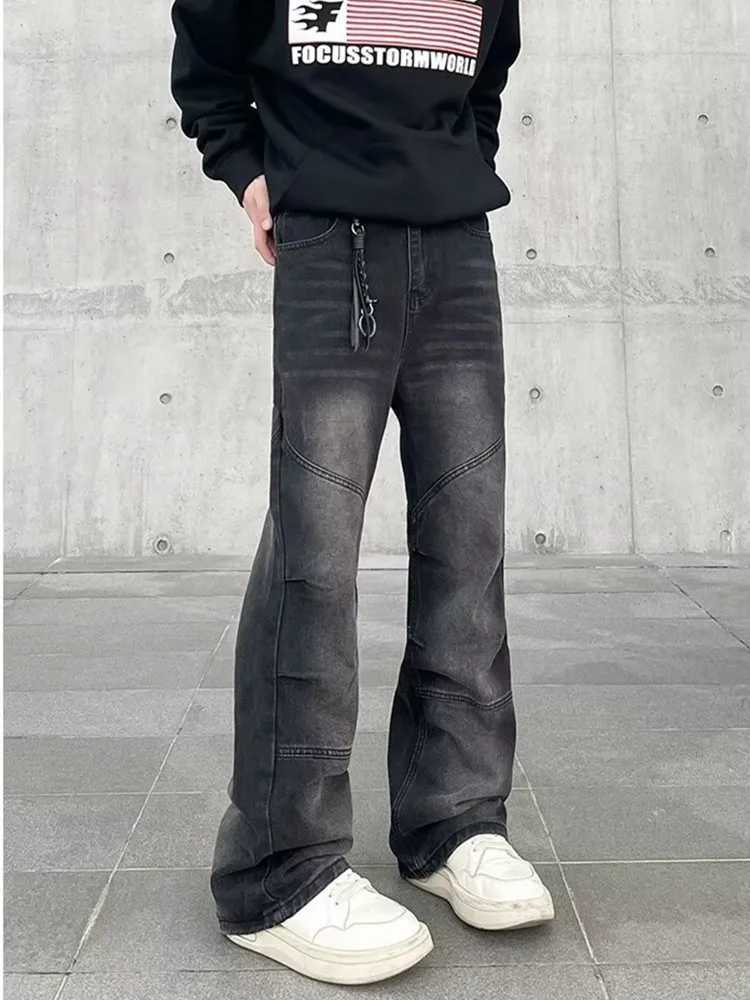 2024 Spodnie Y2K Fashion Vintage Black Pleated Stacked Baggy Jeans Pants For Men Clothes Straight Casual Luxury Long Trousers J251030