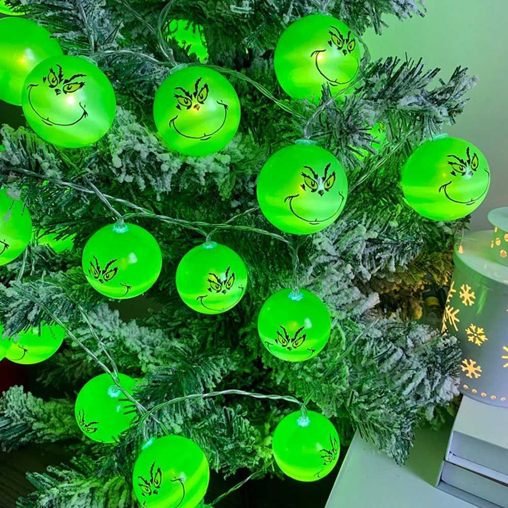 2024 Halloween Day Decoration Party String Lights Funny Green Balls Lights DIY Christmas Tree Decor Light Holiday Party Supplies C251030