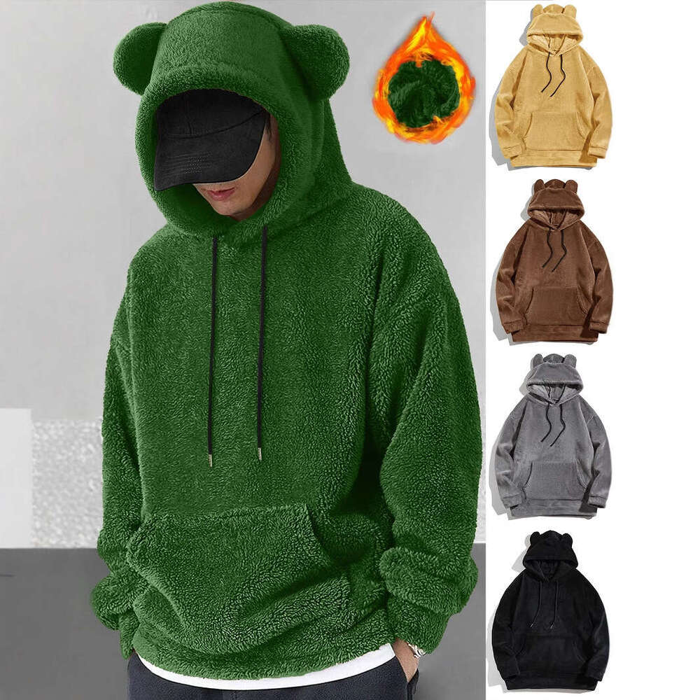 Autumn and Winter Plus Size Hooded Men's Casual Personality Fashion Sweatshirt Coral Fleece Jacket for Men