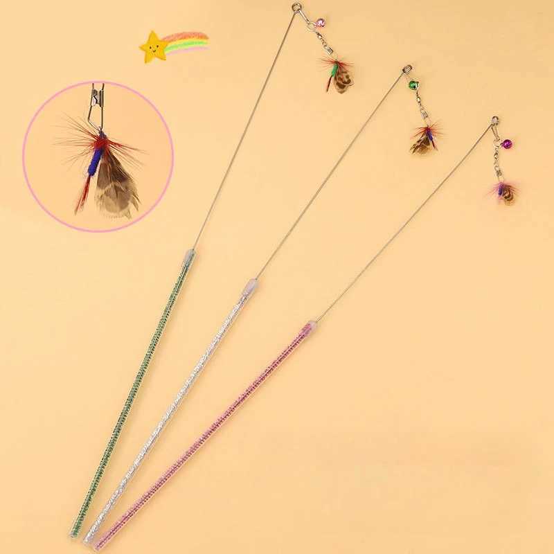 Wholesale Cat Teaser Bug Funny Cat Stick Toy Feather Rod Pet Toy S251029{category}