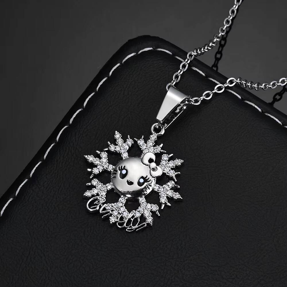 NUOYA New Arrive Silver Plated Snowflake Smiling Face Pendant for Women Christmas Gift Moissanite Fashion Party Jewelry Designer's style