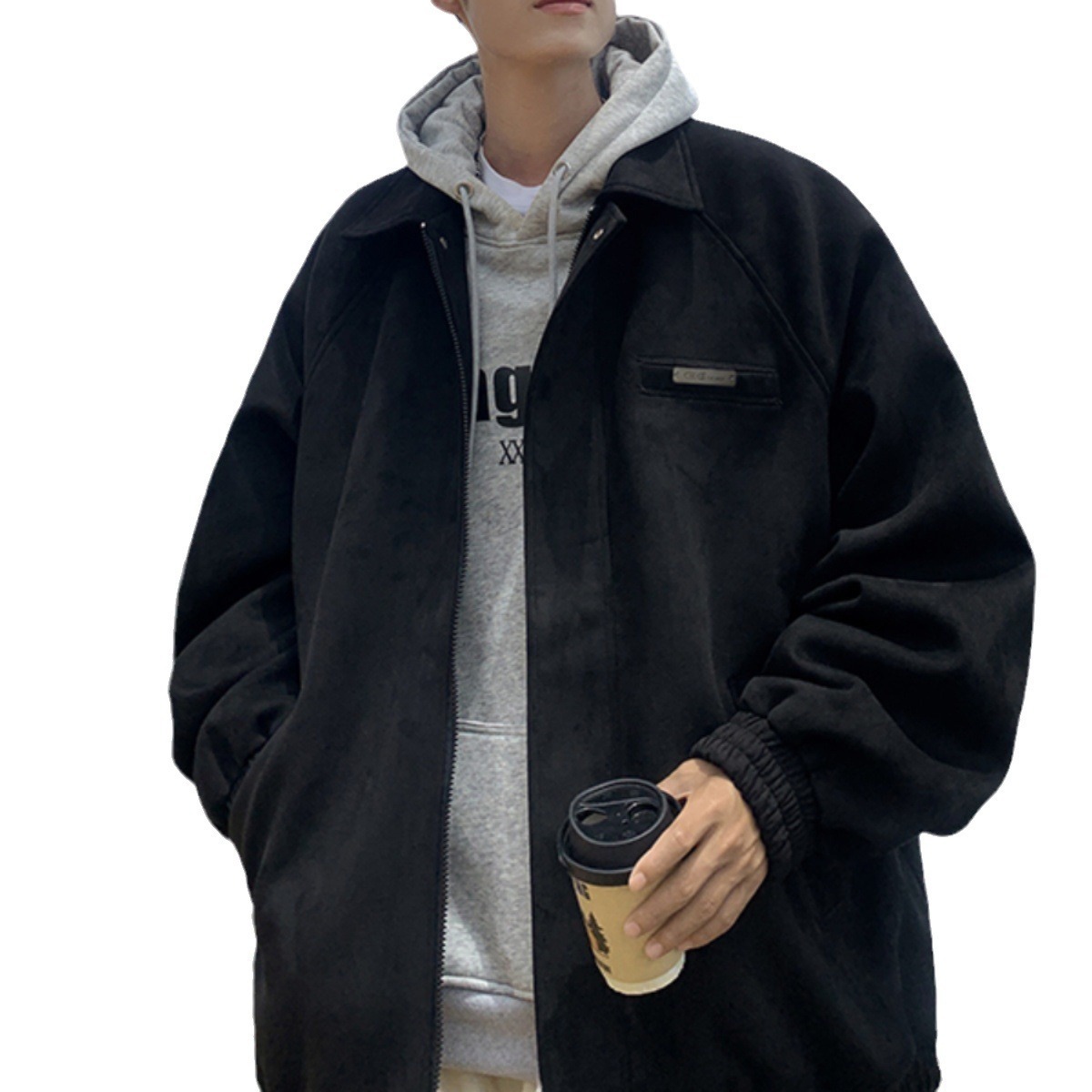 Suede Jacket Designer Coat Men's Spring And Autumn American Style Trendy Brand Cool Loose Casual Turn-down Collar 2025 Early Spring Jacket