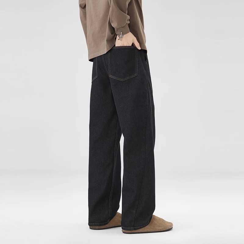 Nstyle Washed Machete Jeans Mens Autumn and Winter Stitching Loose Broad Leg High Street Straight Casual Mens Pants J251030