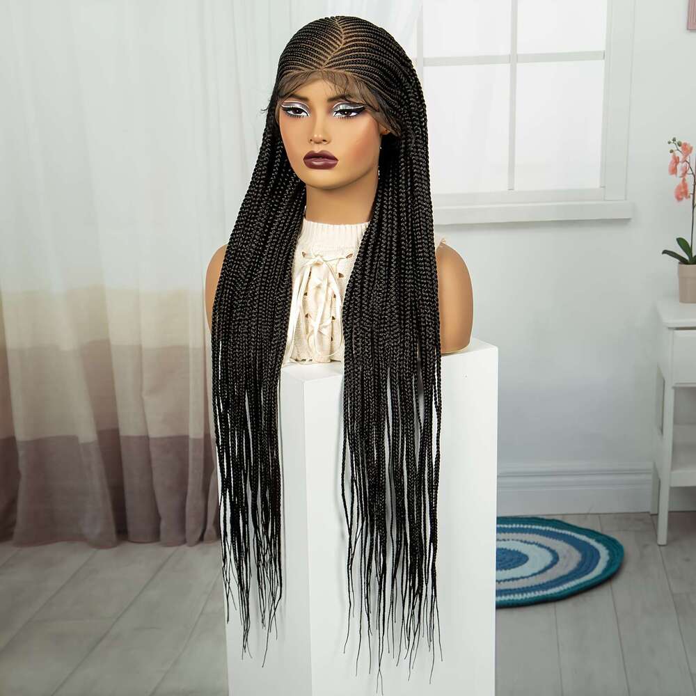Elegant Wig Women - 100% Normal Temperature Fiber Braided Hair, Synthetic Box Braids, Full Lace Area, Versatile For All Users