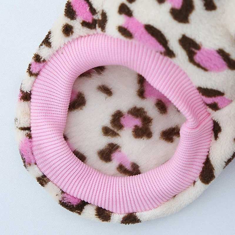 Lovely Leopard Pet Dog Clothes Soft Flannel Winter Puppy Overalls York Dog Cartoon Printing Sphinx Cat Sweatshirt Drop Shipping C251030