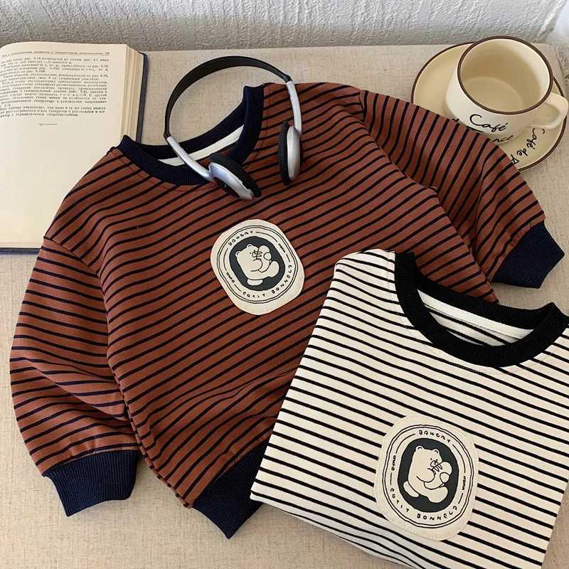 Children Striped Sweatshirts 2025 Autumn Personality Tops Girls Long Sleeve Boys Pullover Cartoon Toddler Outerwear Kids HoodiesT251030