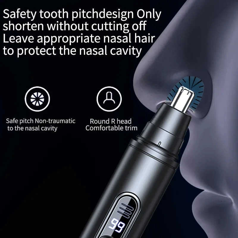 Portable Mini Nose Hair Trimmer Digital Display Painless Clipper Ears Hair Eyebrow Waterproof Nose Hair Trimmer For Men Women Z251030