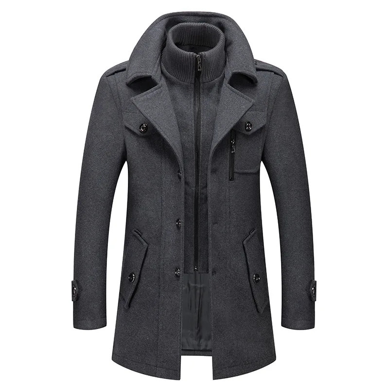 Winter Man Double Collar Wool Overcoats Men Business Casual Cashmere Trench Coats Long Jackets Woolen Blends Male Warm 251029
