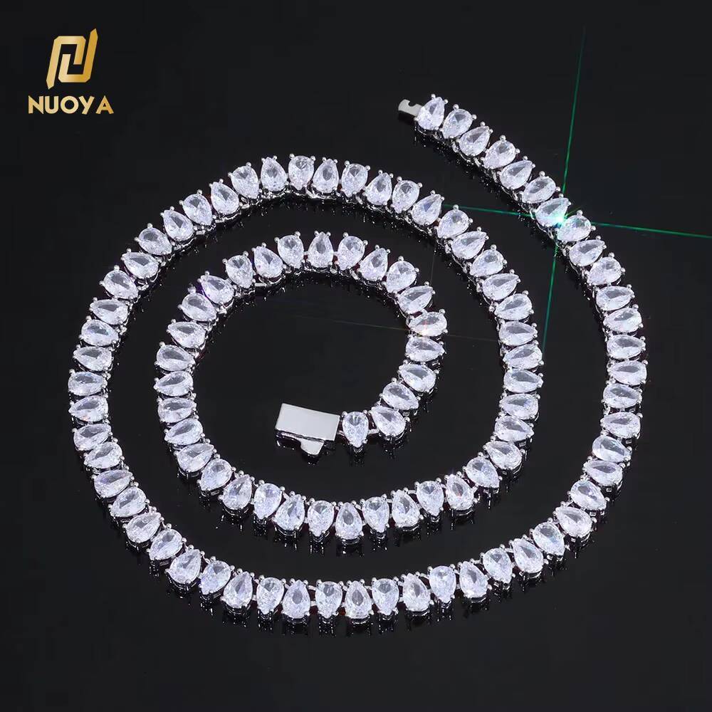 NUOYA New Style Silver Plated Diamond Tennis Chain Teardrop Shaped Moissanite Tennis Chain for Women Fashion Jewelry Gift Designer's style