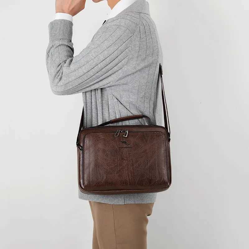 MenS Shoder Bag Briefcase PU Leather Cross Handbag Tote Cmuting Messenger Bolsas Crossbody Square Side Phe Pouch Bag M Y251011