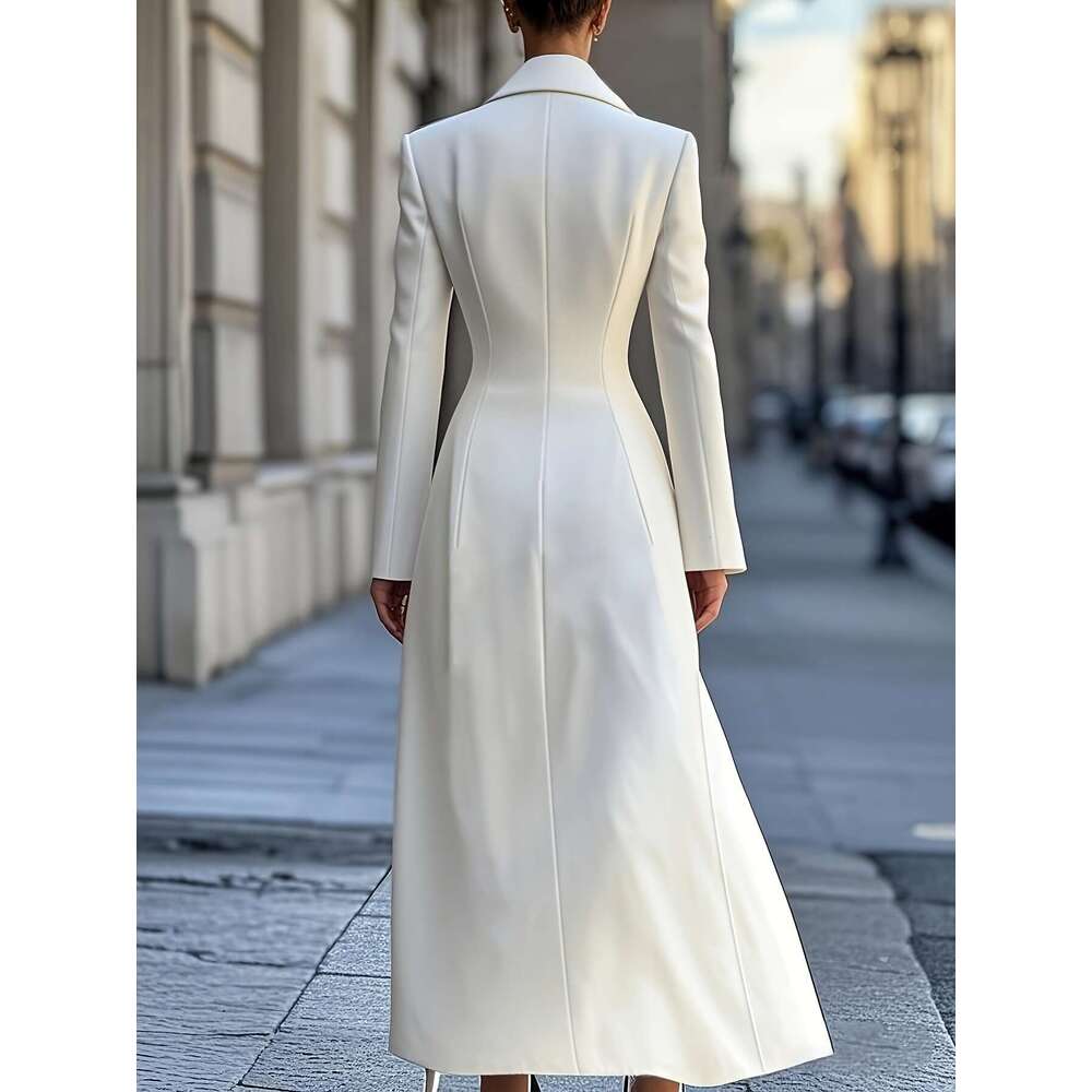 Elegant Formal Everyday Chic Outerwear With Structured Fit Long Sleeve Trench Coat For Office Parties Outfits Women S Professional Casual Attire Ladie