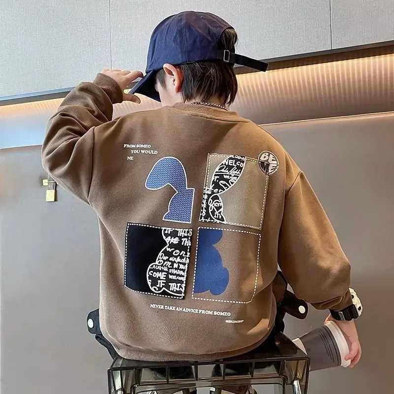 Boys Spring Autumn Fashion Cotton Sweatshirts Kids New Rabbit Patchwork Element Sports Outfits Bottoming Shirts Children ClothesT251030