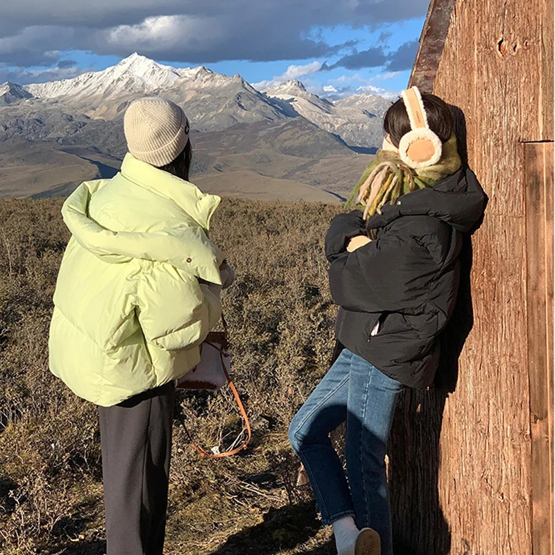 Winter Yellow Down Jacket Women Coat Black Hooded Fashion American Streetwear Y2K Style Duck Down Feather Female Short Outwear 251030