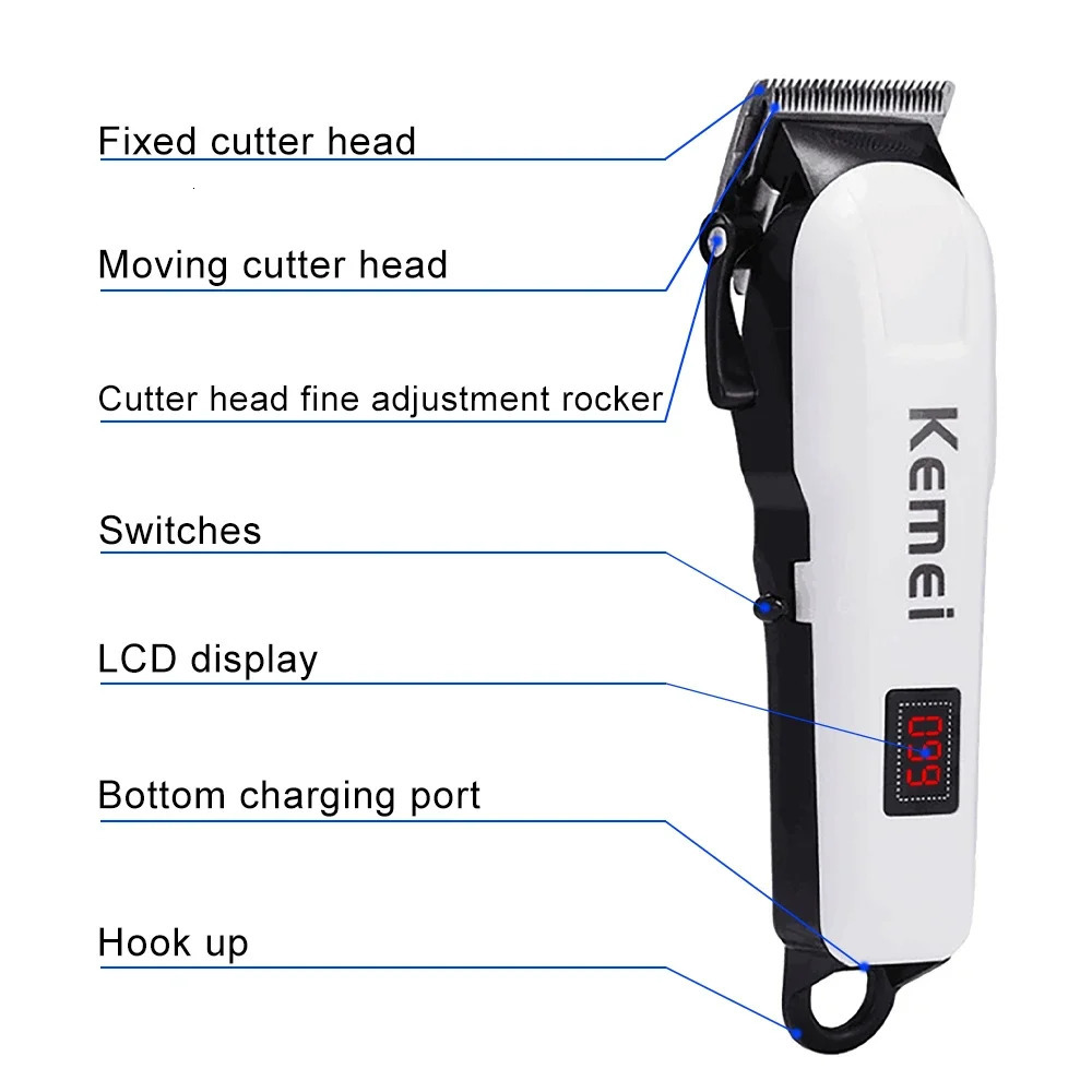 Kemei Hair Cutting Machine Electric Hair Clipper Cordless Trimmer For Men Shaving Machine Rechargeable Hair Cut Barber KM809A 251029 - view 4