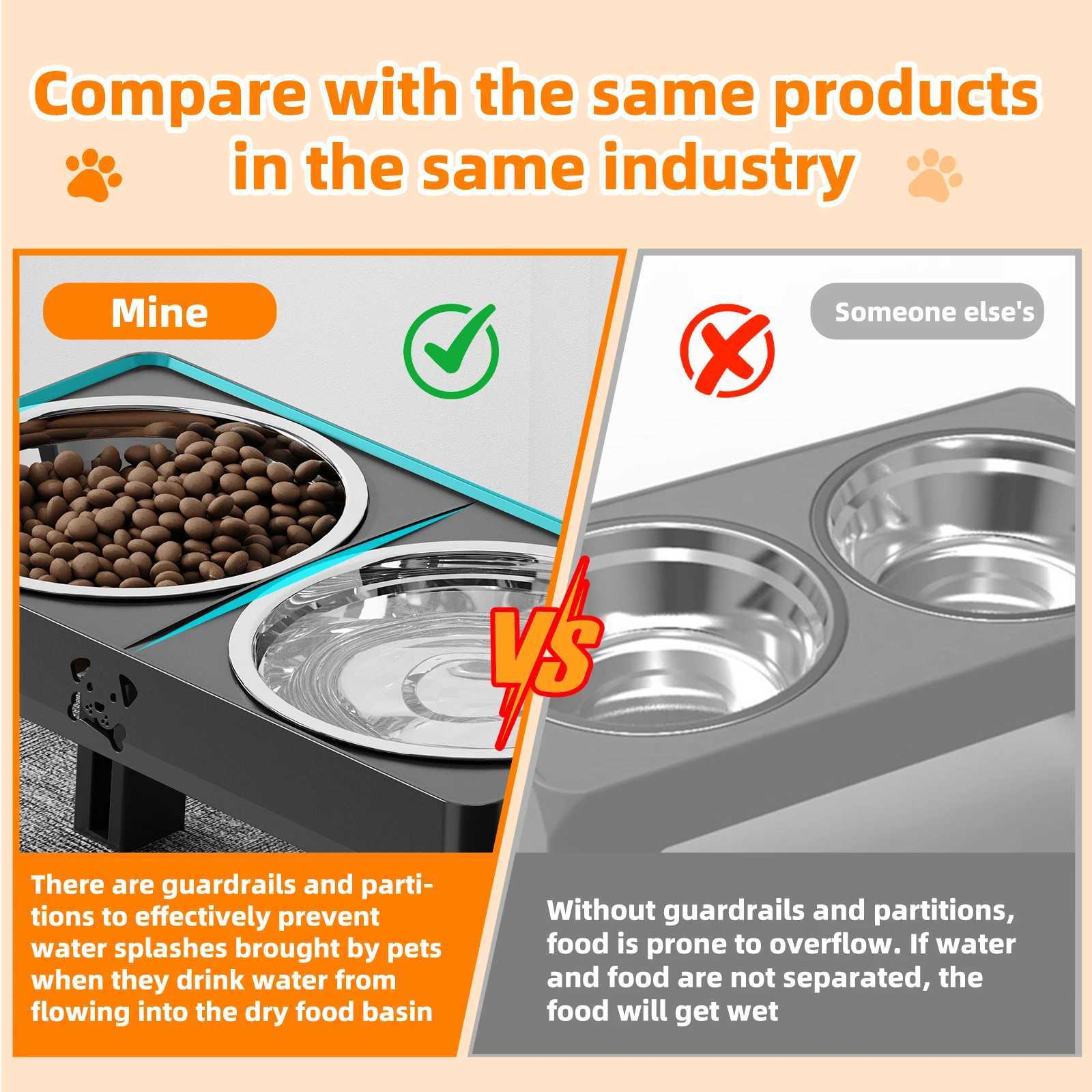 Ortable NonSlip Elevated Dog Bowls Foldable Xiaz Raised Feeder Bowls Stand Set With 2 Stainless Steel Bowls J251113