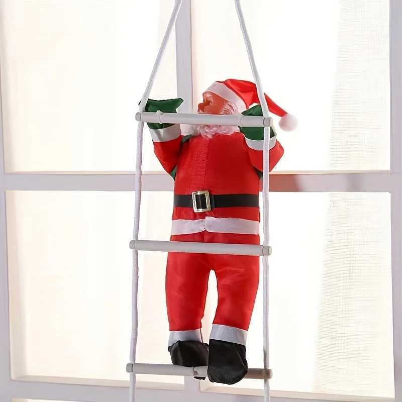 Decoration of Santa Claus on Ladders Wall Hanging Polyethylene Santa Claus Statue Festival Party Prop No Battery Required C251030