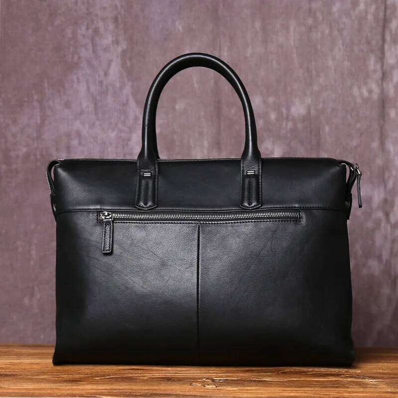 Designer bag 52 Fashionable Genuine Leather Men's Handbag Simple Horizontal Design Top Layer Cowhide Large Capacity Computer Bag