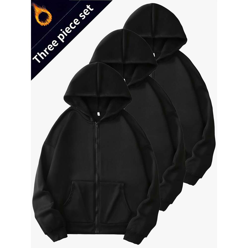 Women S Pcs Cozy Fleece Lined Hoodie Set Casual Zip Up Sweatshirts With Drop Shoulder Long Sleeves Kangaroo Pockets For Fall Winter