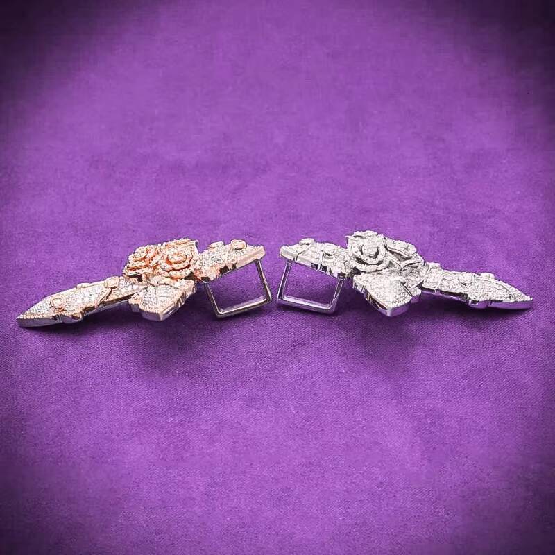 GRA D Color Moissanite Iced Out Mens Fine Cluster Flower Rose Cross Pendant With 925 Sterling Silver Pass Diamond Tester