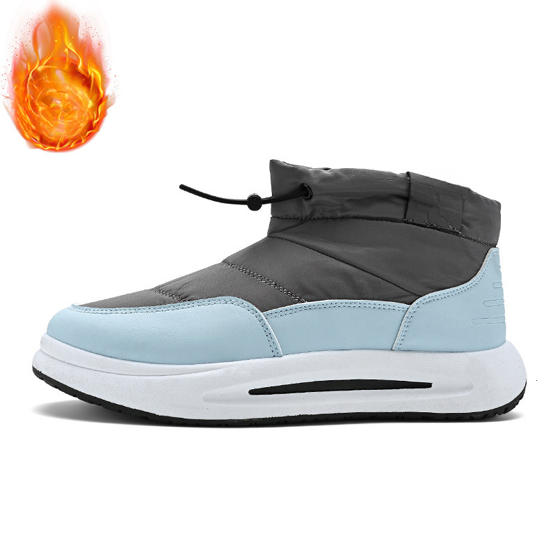 New men's snow boots with winter wool lining and warm boots, high top waterproof and anti slip down shoes, men's bread shoes, designer shoes