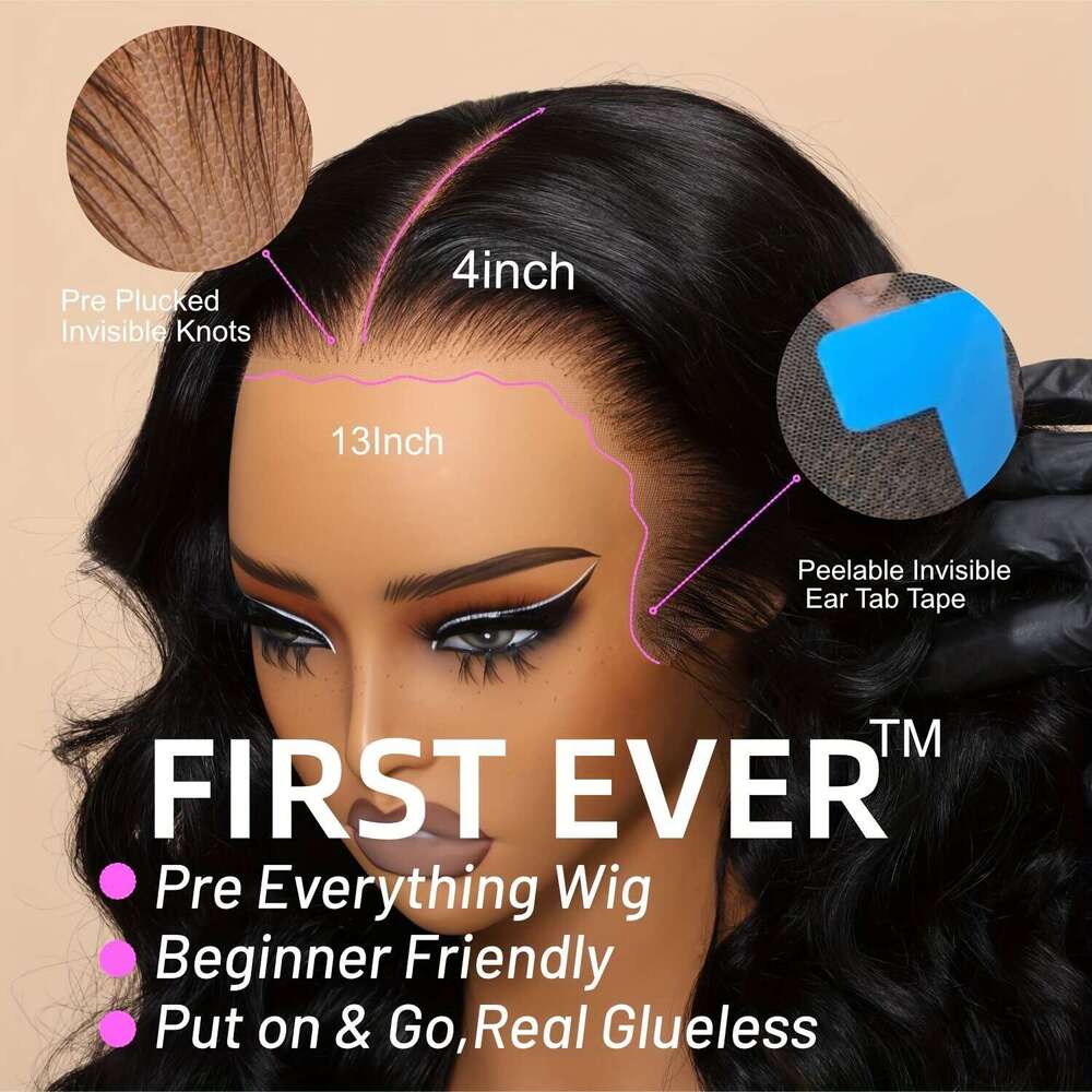 UNICE Glueless Frontal No Glue Needed, Pre Plucked Hairline Bleached Invisible Knots, 150% Density Voluminous Kinky Curly Wig, Natural Look Frontal, P