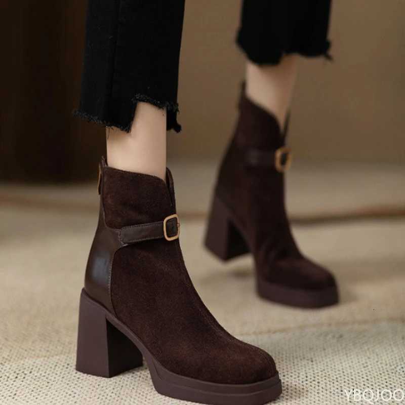 Fashionable versatile thick sole thick heel women boots autumn winter elegant simple high heels leisure comfortable women shoes Z251029