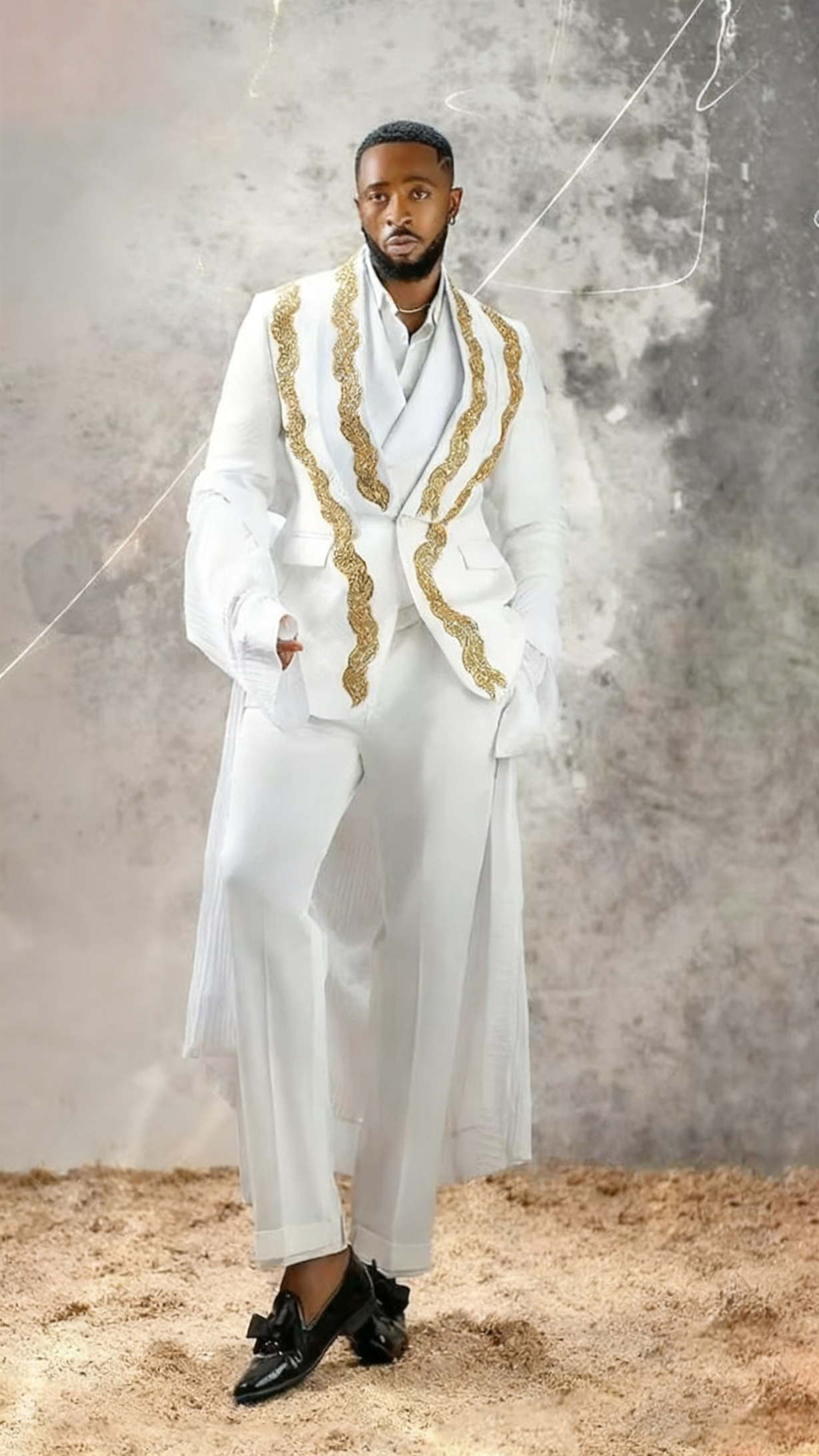 Modern Man Tuxedos Beaded One Button Shawl Lapel Men Suit Handsome 2 Piece Set Jacket Pants Wedding Groom Coat Customized