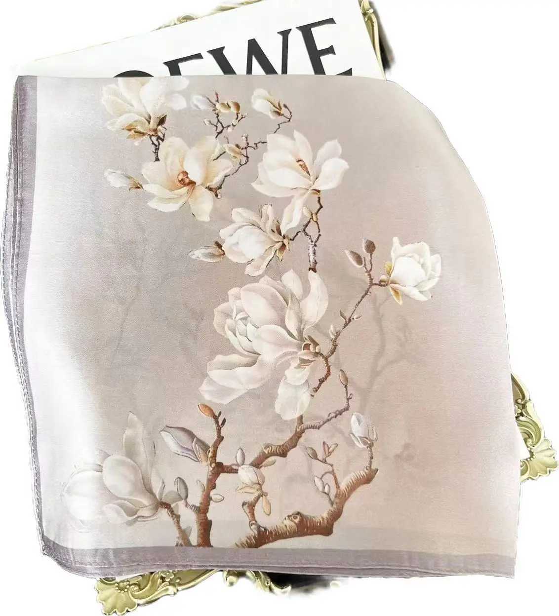 100 Natural Real Silk Scarf Women Print Bandana Square Scarves Wrap Kerchief Mulberry Fashion Summer Beach High Quality HijabW251029