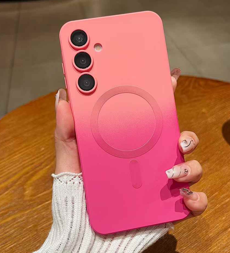 S26 Ultra Magnetic Wireless Charging Case For Samsung S25 FE Edge S24 S23 Plus A37 A57 A56 A36 A26 A25 A17 A16 A15 A07 A06 Gradient Len Protector Soft