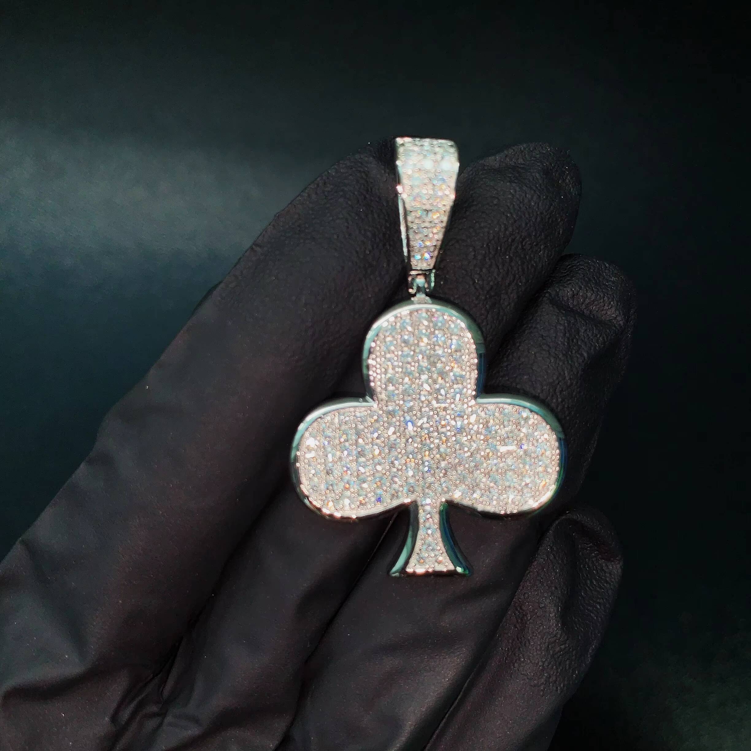 Fortune Lucky Charm Ace Spade Pendant Poker Moissanite Pendants Iced Out Jewelry Custom Moissanite Pendant