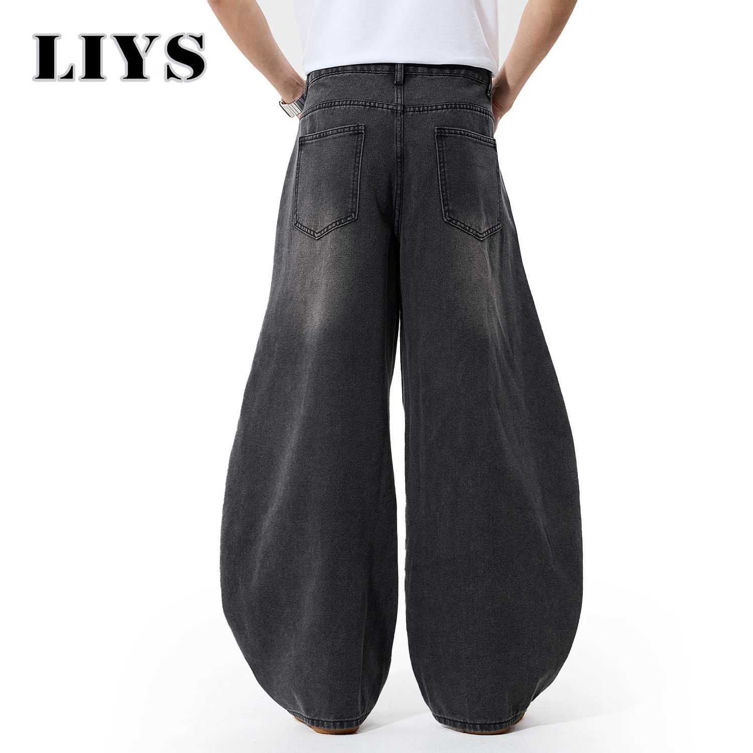 2025 Autumn Mens Retro Grey Black Loose Wide Leg Jeans American Street Baggy Goth Pants Man Designer Jeans Y2K Denim Pants J251030