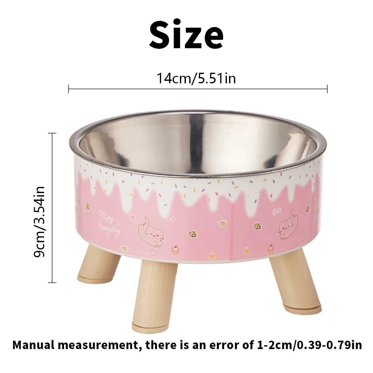 An ice cream pet bowl Colorful feeding and water cat bowl Fashion cartoon design dog bowl Pet highlegged neck bowl J251113