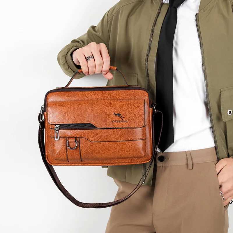 PU Leather Briefcase Hand Bag For Men Cross Messenger Off Business Tote Ipad Square Card Wallets Crossbody Shoder Side Bag Y251011