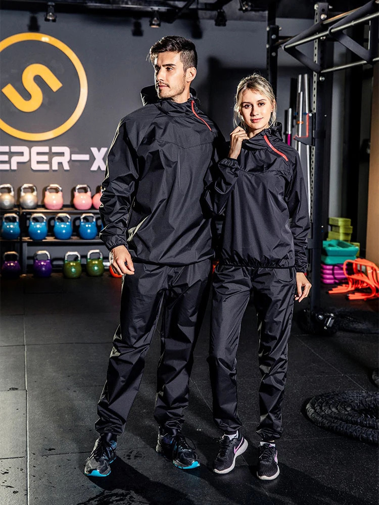 Sauna Suit Women Gym Clothing Set Men Pullover Hoodies Tops Running Fitness Exercise Sportswear Weight Loss Sweating Sports 251016