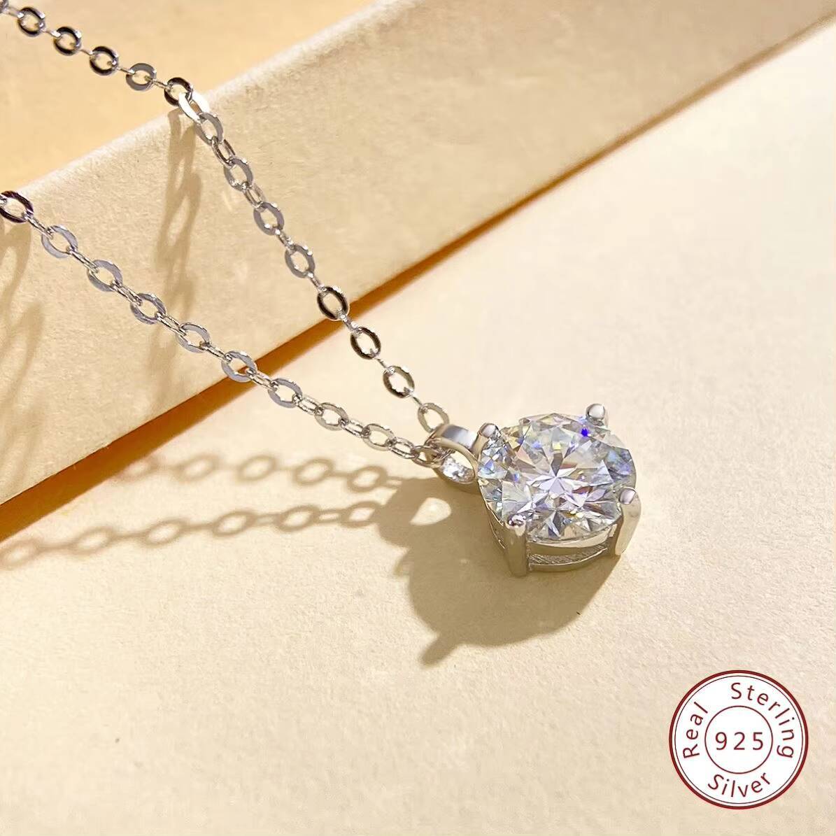 Low Price Real 925 Silver 18K White Gold Plate Gra Certificate 1CT Stone Moissanite Pendant Necklace Wedding Jewelry for Women