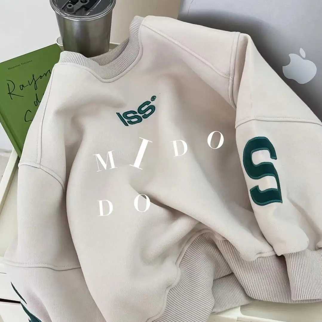 100160CM Boys Winter Pullover Hoodie Casual Sweatshirt Korean Childrens Loose and Plush Thick TopT251030