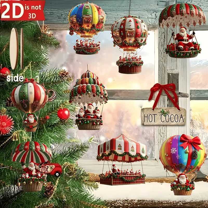 2D Santa Claus Parachute Christmas Tree Ornaments New Year Party Decoration 2025 Christmas Indoor Outdoor Home Decor DIY Gifts C251030