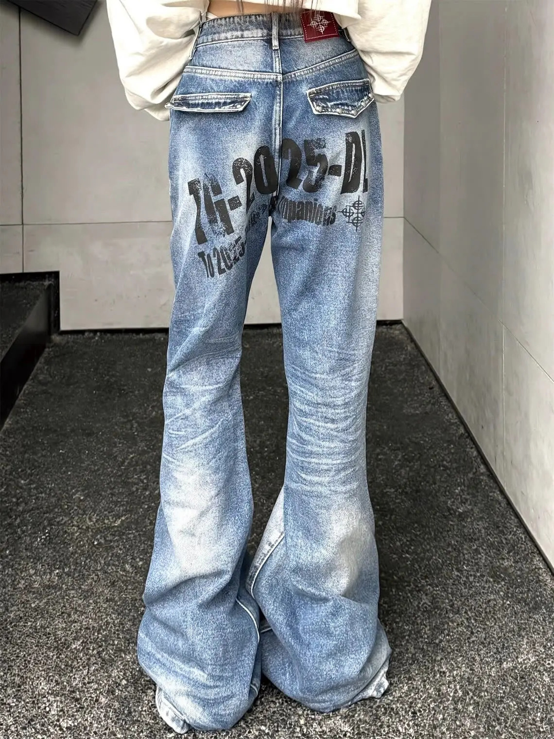 Letter Jeans American Casual Style Vintage Straightcut Loosefitting Highstreet Wideleg Pants Pant Jeans Women Woman Clothing 251029