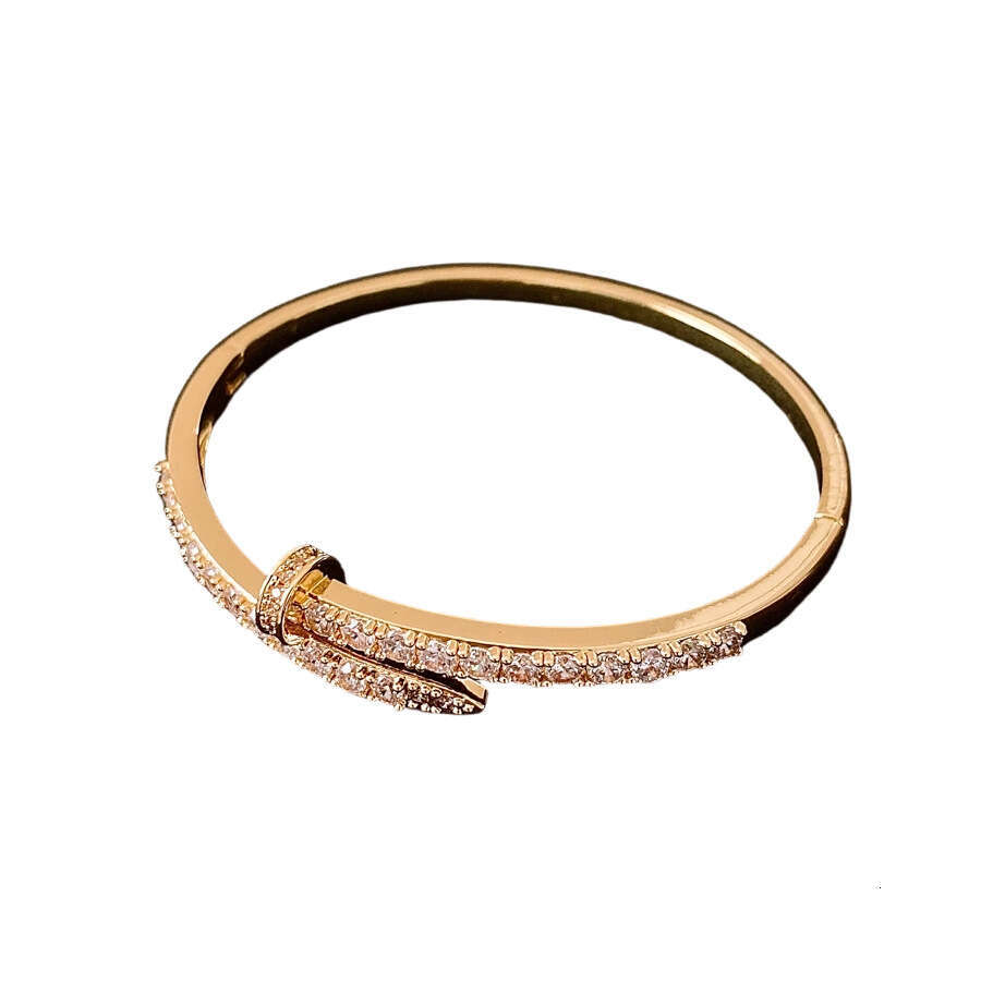 Bracelet Designer luxury bangle Real Gold Plated Zircon Nail Buckle Light High end Exquisite Bracelets Niche Design Versatile Festival and birthday Je