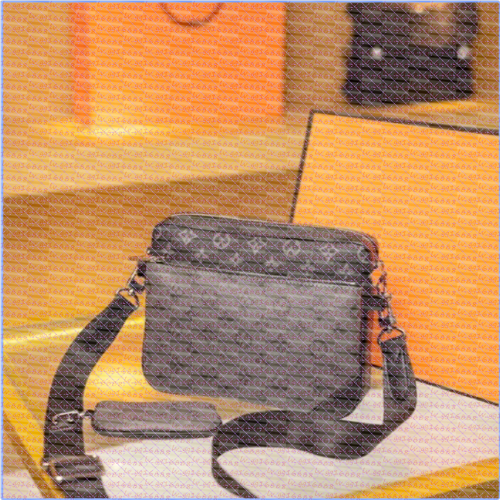 2025 Designer bags men 3pcs Trio Leather Black Flowers Messenger Purse Crossbody Bags Handbags Men Leather TRIO Messenger Bags Shoulder Make up Bag mens bag