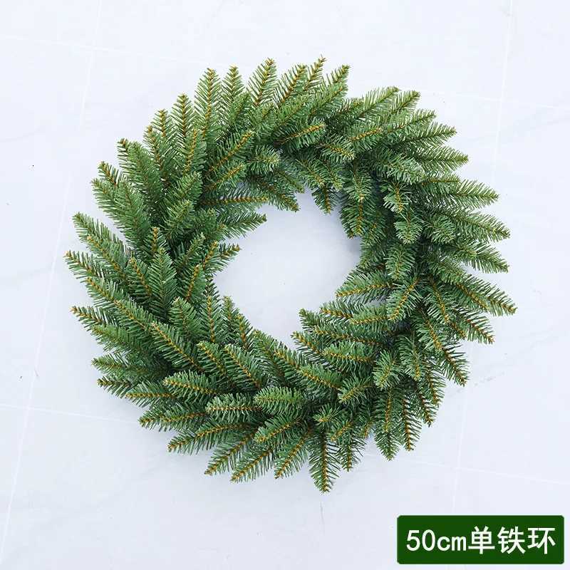 304050cm Christmas Green Pine Needle Wreath Front Door Xmas Garland Hanging Ornament Navidad New Year Home Windown Decor C251030